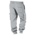 thumbnail image 4 of Baggy Cargo Sweatpants for Men Drawstring Waist Joggers with Pockets Soft Athletic Workout Track Pants Light Gray 2XL, 4 of 8