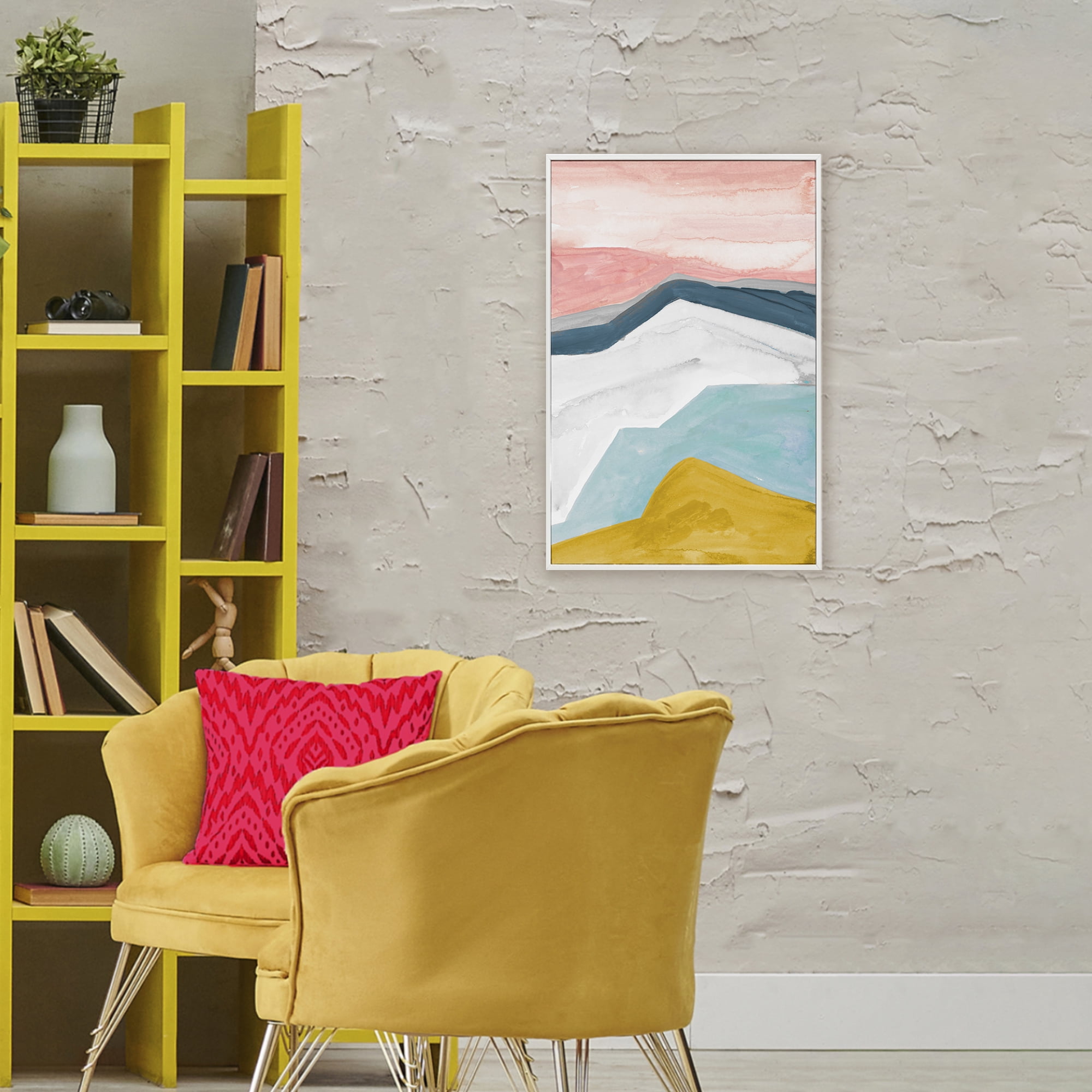 Stupell Industries Pastel Geometric Mountains White Framed Giclee Art, design by B. Danelle