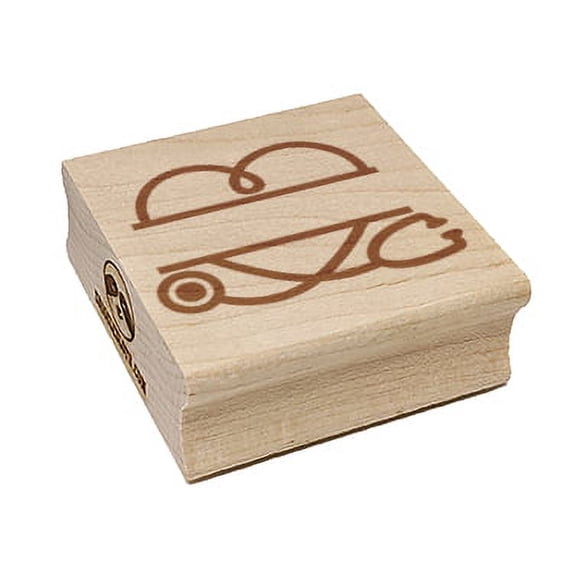 Heart Stethoscope Split Nurse Essential Worker Doctor Square Rubber Stamp Stamping Scrapbooking Crafting - Small 1.25in