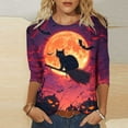 thumbnail image 2 of aohooy Halloween Tshirt Plus Size Women Three Quarter Sleeve Funny Graphic T-Shirts Holiday Festivel Party Crewneck Tunic Tops Multicolor,S, 2 of 4