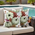 thumbnail image 4 of Sage Green Pumpkins Fall Outdoor Waterproof Pillow Covers, Thanksgiving Botanical Leaves Autumn Decorative Square Throw Pillowcase Sofa Cushion Sham for Patio/Couch/Chair, 18"x18" 2 Pack, 4 of 8
