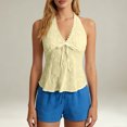 thumbnail image 2 of IWRICH Women's Summer Flowy Halter Top Cute Beach Tank Tops Going out Sleeveless Deep V-Neck for Concert Vacation Party Yellow XL, 2 of 5