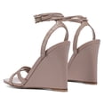 thumbnail image 3 of YDN Women Classic Wedge High Heel Square Open Toe Sandals Doubel Strap Ankle Buckle Slide Pumps Summer Dressy Shoes Size 16 Gray, 3 of 4