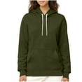 thumbnail image 2 of ClodeEU Women's Winter Warm Hoodie Sherpa Fleece Lined Sweatshirt ,Long Sleeve Drawstring Pullover Army Green,Womens Plus XL, 2 of 7