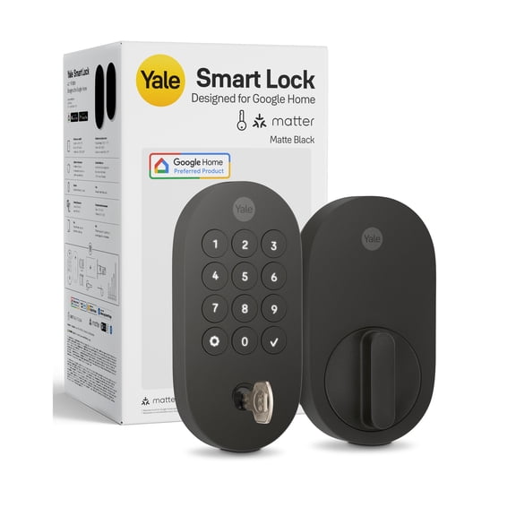 Yale Keyed Deadbolt Smart Lock with Google Matter, Matte Black, YRD510-MT1-BLK