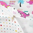 thumbnail image 4 of Metsweet Cartoon Dino Twin Duvet Cover, Kawaii Dinosaurs Animal Twin Bedding, Pink Blue Green,2pcs,1 Duvet Cover and 1 Pillowcase, 4 of 6