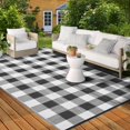 thumbnail image 5 of Twister.CK Waterproof Outdoor Rug for Patio 8' x 10', Reversible Plastic Straw Camping Rug Carpet, RV Mat, for Deck, Backyard, Balcony, Porch, Beach, Black & White, 5 of 9