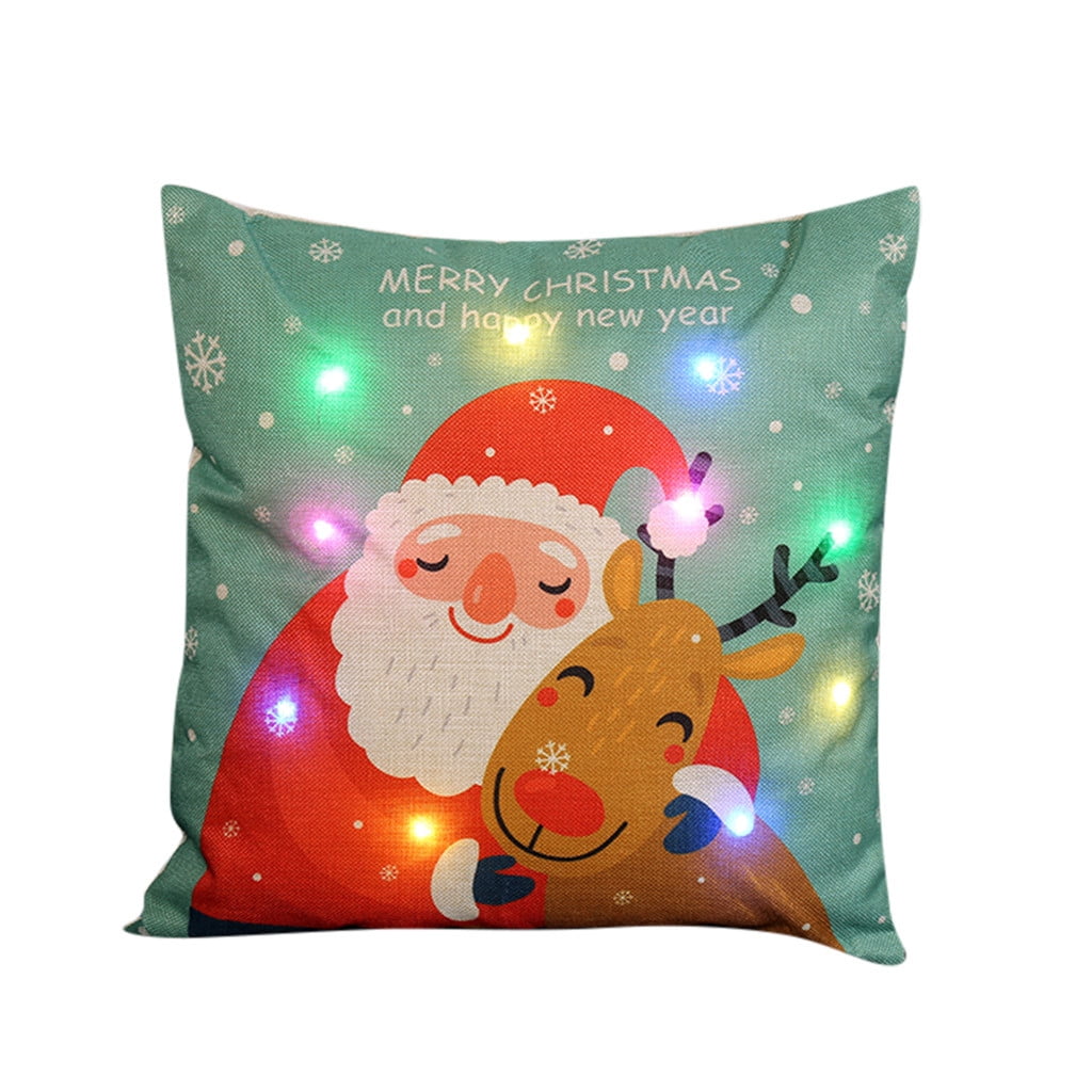 Type E Christmas Stylish Amusing LED Cushion,Y56 Christmas Lighting LED Cushion Cover Home Decor Throw Pillowcase Sofa Flashing