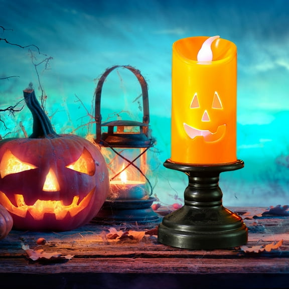 Floleo Halloween Orange Tea Light Candles, Battery Operated LED Tealights, Small Pumpkins Lights With Warm White Bulb, Flameless, Electric Fake Tea Candles Realistic For Halloween, Pumpkin Lanterns