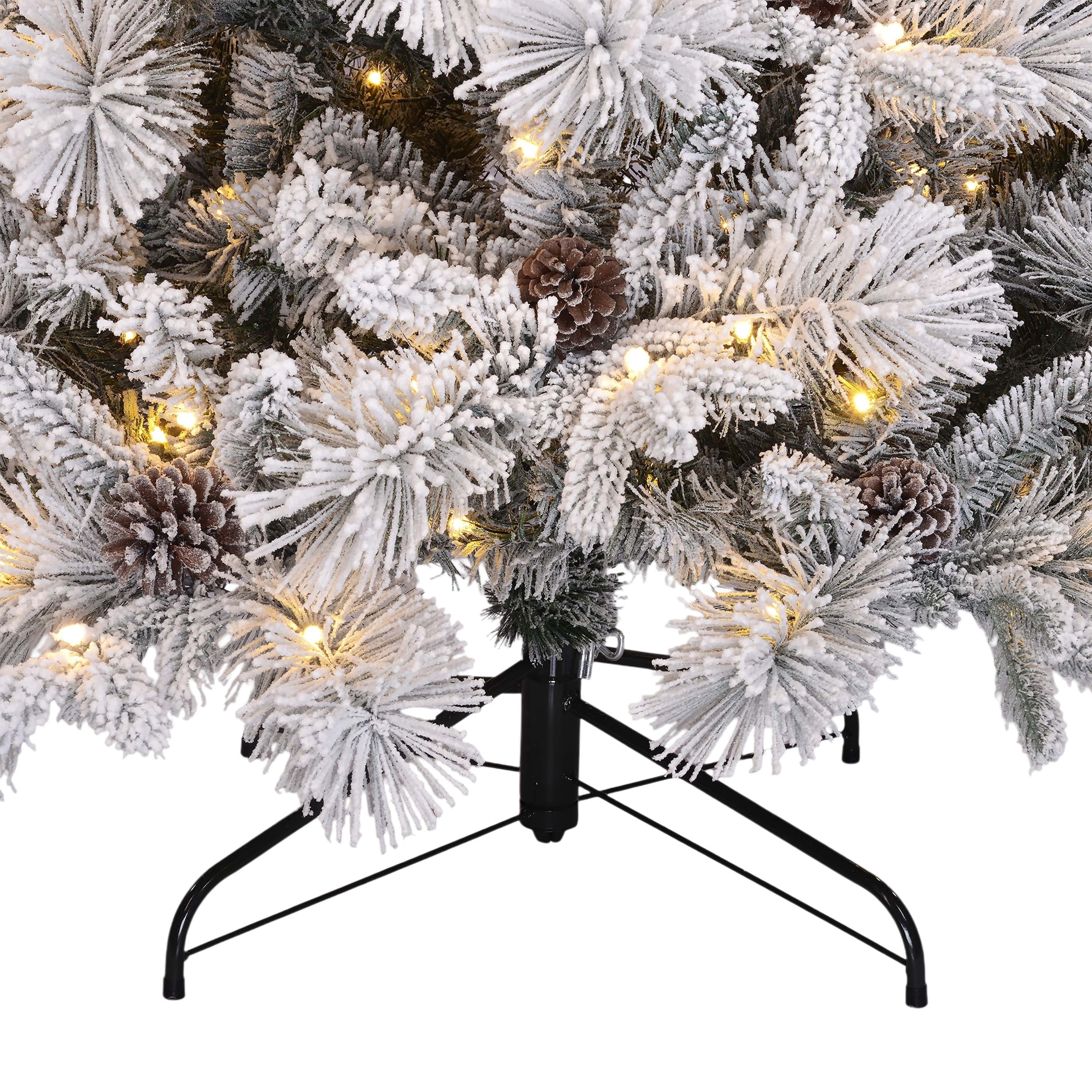 7.5' Pre-Lit Snow-Flocked Bellmont Green Artificial Christmas Tree with Color-Changing LED Lights and Stand, by Holiday Time