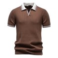thumbnail image 5 of BUWTTER Mens Relaxed Polo Shirts Short Sleeve Solid Color Business Tops Dressy Work Casual Lapel Shirts Coffee L, 5 of 8