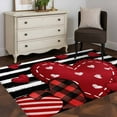 thumbnail image 4 of Valentine's Day Washable Area Rug 4 x 6 ft Red Stripes Love Plaid Heart Black Stripes Leopard, Soft Non Slip Rugs Stain Repellent Indoor Felt Carpet for Living Dining Room Bedroom Home Office, 4 of 9