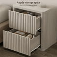 thumbnail image 3 of SICOTAS Fluted 2 Drawer Nightstand Set of 2, 22.75" W Small Modern Bedside Table with Large Handless Drawers, Curved Edge Design, Wooden End Table for Bedroom, Living Room, Grey, 3 of 9