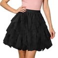 thumbnail image 2 of Tulle Skirts for Women Elastic Waist Ruffled Mesh Puffy Ballet Tutu Skirts 50s Carnival Party Mini Skirt, 2 of 5