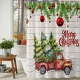 thumbnail image 3 of Shower Curtain 54"W x 78"L Christmas Tree Christmas Ball Red Truck Fabric Shower Curtains Set with Hooks Water Repellent Bathroom Curtains Machine Washable Bathroom Accessories, 3 of 9