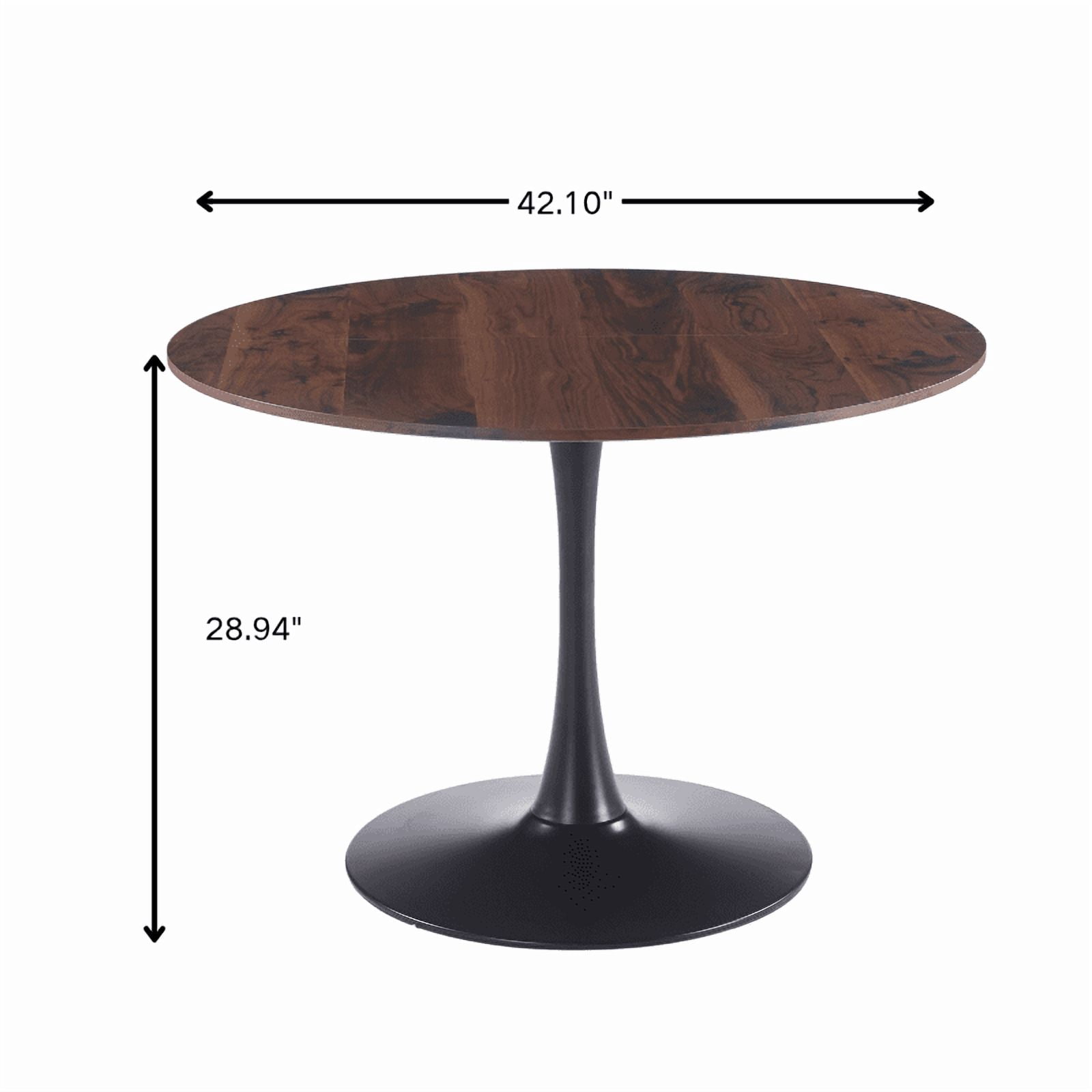42.1" walnut Color Top Tulip Table, Mid-century Dining Table for 4-6 People, Round MDF Table Top (the tabletop consists of two panels), Pedestal Dining Table, End Table & Leisure Coffee Table