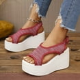 thumbnail image 4 of HAOTAGS Womens Casual Wedge Heel Sandals Walking Platform Sandals Red Size 6, 4 of 7