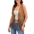 thumbnail image 2 of Aojekbee Women Vest, Sleeveless Open Front Riveted Tasseled Outwear Gilet for Casual Street, 2 of 10