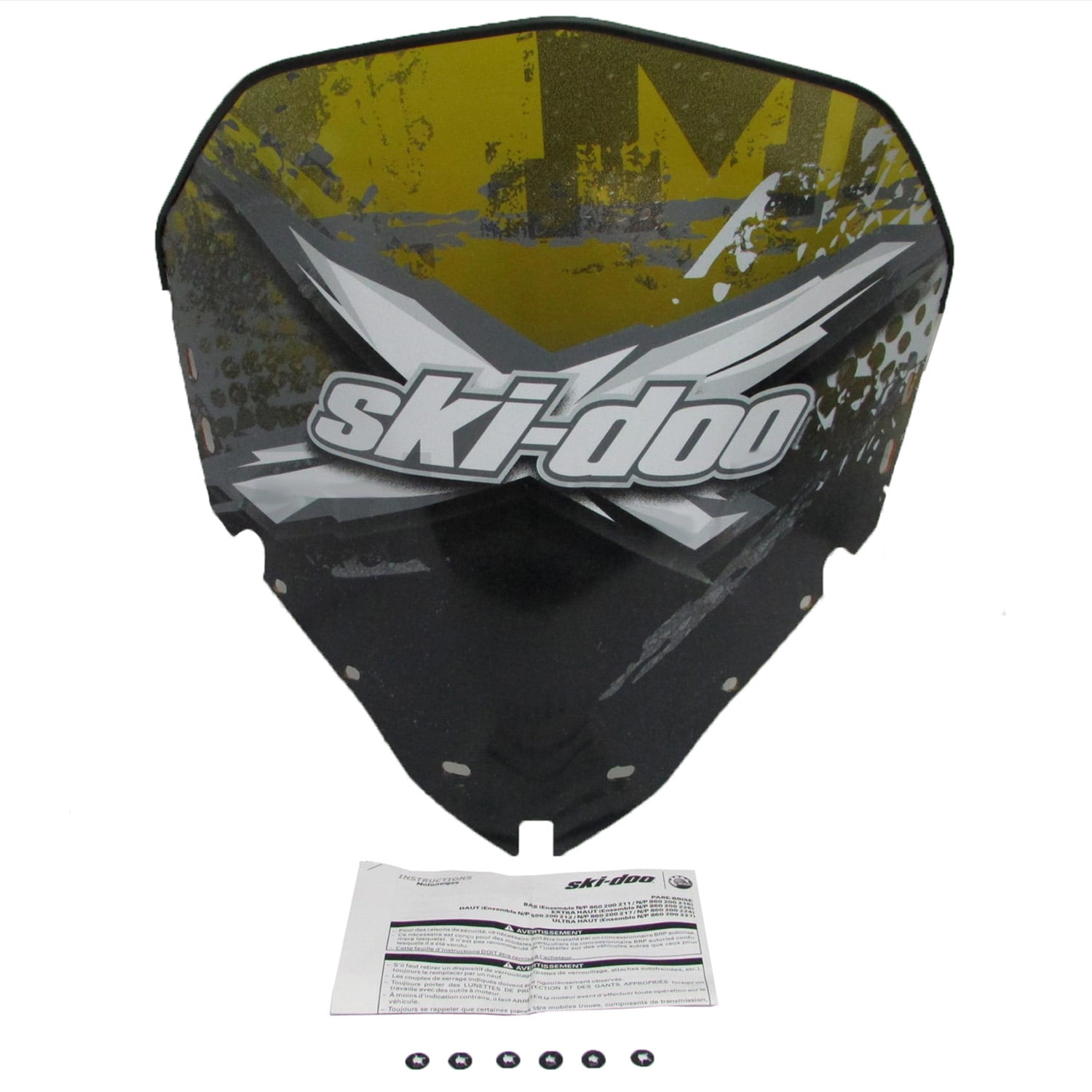 SkiDoo New OEM High/Tall Windshield REVXR, REVXU Tundra Yellow/Blk