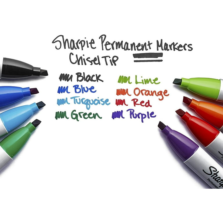 Sharpie Wide Chisel Tip Permanent Markers, Assorted Colors - 8/Set 