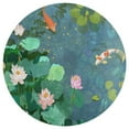 thumbnail image 3 of Lucky Koi Fish Lotus Leaf Washable Round Rug -Circle Area Rugs for Nursery Bedroom, Vintage Non Slip Non Shedding Low Pile Carpet for Living Room Coffee Table Entryway, 3 of 6