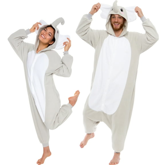 Adult Elephant Animal One Piece Unisex - Plush Cosplay Elephant Costume by Silver Lilly (Medium)