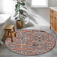 thumbnail image 3 of Round Rugs 3.3Ft, Red Brick Wall Round Area Rug Washable Indoor Throw Carpet, Vintage Farmhouse Stone Rocks Geometric Print Soft Non Slip Circle Rug for Laundry Room Patio Home Decor Aesthetic, 3 of 8