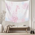 thumbnail image 5 of Coastal Pink Large Tapestry for Bedroom Wall Hanging Tapestry, Ocean Coral Starfish Jellyfish Seahorse Ceiling Backdrop Tapestries Poster Blanket Wall Decor for Teens Room Living Room Dorm 86" x 104", 5 of 8