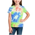 thumbnail image 4 of hengsof Girl's Short Sleeve Round Neck Fashion Tie Dye Print T-Shirt Soft Comfortable Summer Casual Children's Pullover Sizes 3-14 Years, 4 of 5