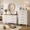 2pcs-White/Walnut, variant on Noelse 2 Piece Bedroom Furniture Set, 6 Drawer Dresser & 5 Drawer Tall Dresser with Metal Handles, White