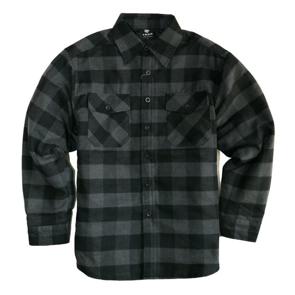 YAGO Men's Plaid Flannel Button Down Casual Shirt Jacket Black/Gray/A3B (S-5XL)