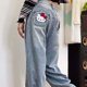 thumbnail image 5 of Pantalones vaqueros Harajuku Sanrios Y2K Hello Kitty Tendencia Anime Kawaii Kt Pantalones anchos sueltos para mujer Pantalones de calle Estudiante Casual Moda, 5 of 5
