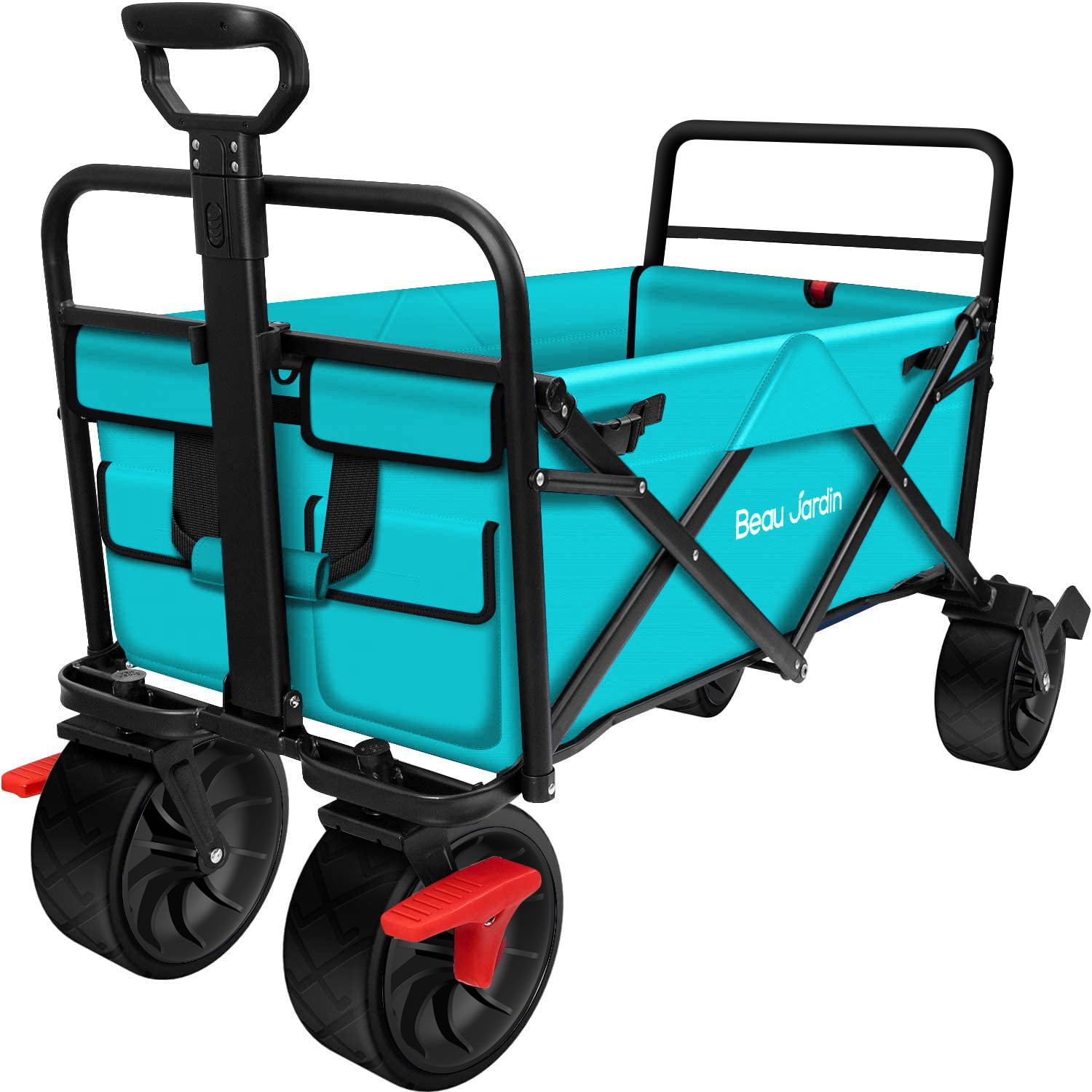 folding-wagon-cart-with-1-nylon-net-2-straps-canopy-collapsible-utility