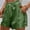 Green, variant on Women's Solid Color Casual Shorts with Elastic Waist and Gold Bow Embellishment