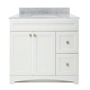 Monterrey 37" Flat White Vanity with Carrara White Marble Top