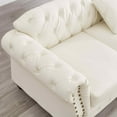 thumbnail image 5 of FFH Faux Leather Sofa with Storage Function - 85.8 Inch Sofa with Tufted Back - Leather Coach for Living Room with 3 Throw Pillows - Living Room Couch - Vintage Faux Leather in White, 5 of 9