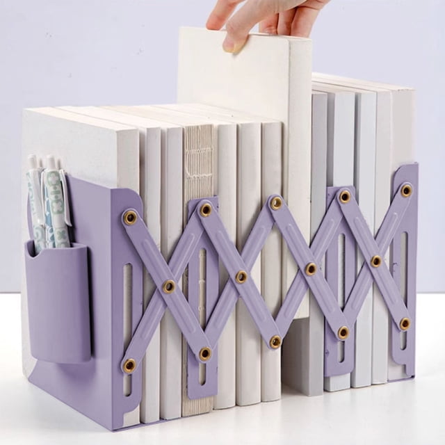 Rvkxad Retractable Book Stand, Integrated Brush Pot for Desktop Organization, Book Rack Holder Clip