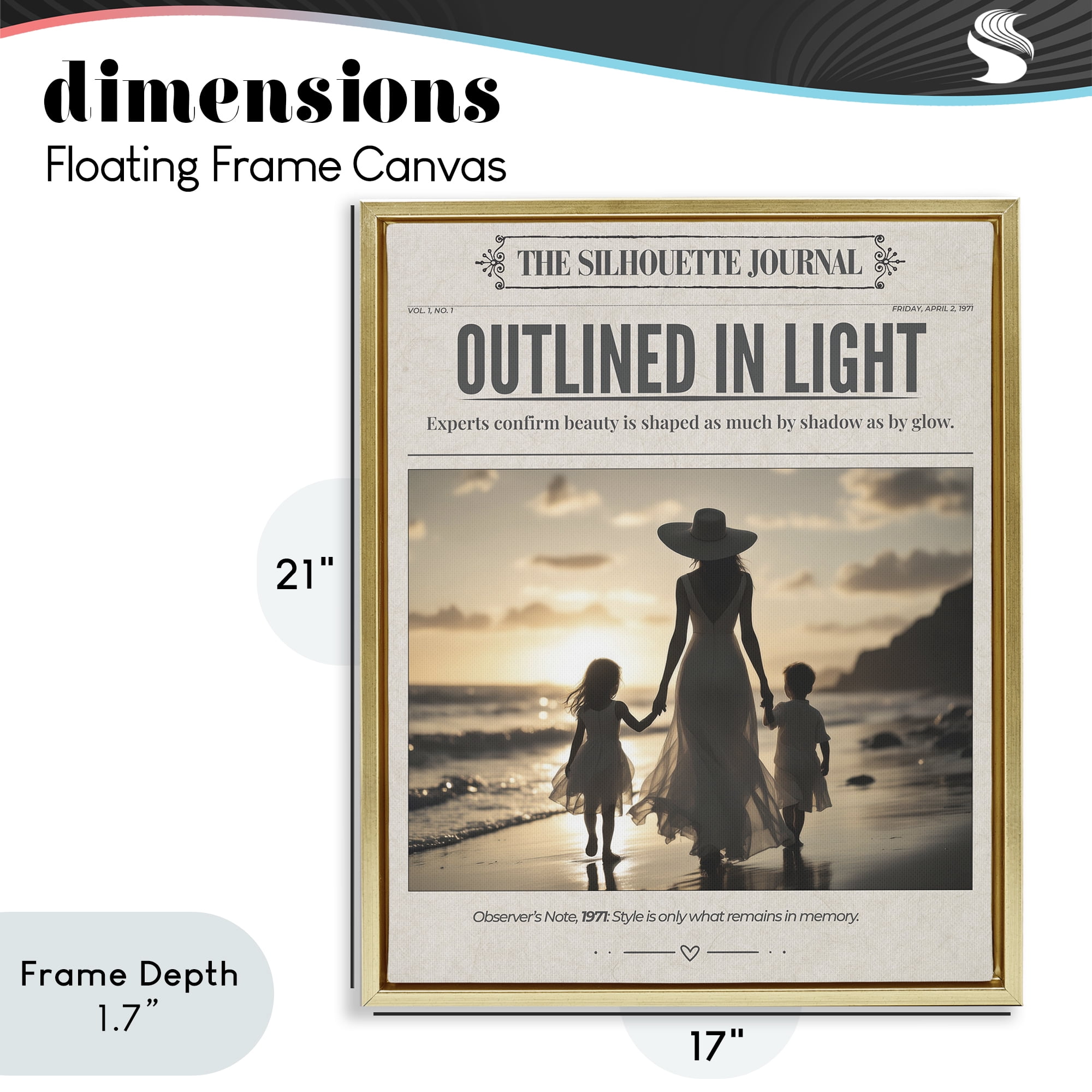 Stupell Industries Outlined In Light Newspaper Gold Framed Floater Canvas Wall Art, design by A Barefoot Stylist