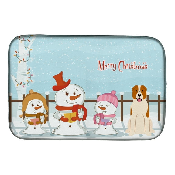Merry Christmas Carolers Central Asian Shepherd Dog Dish Drying Mat