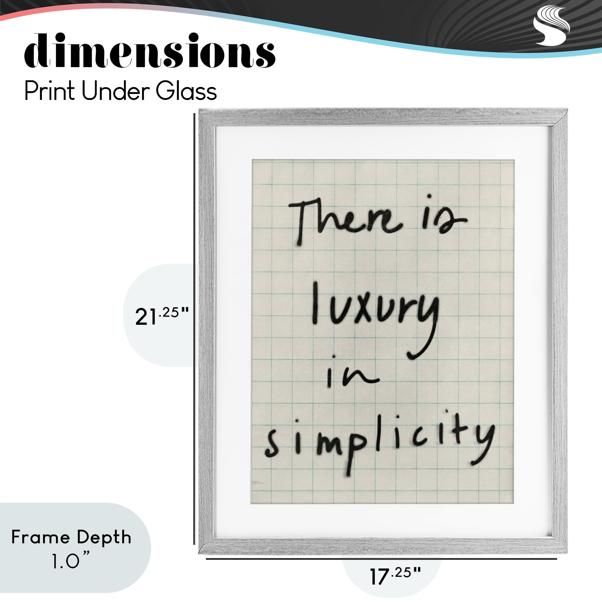 Stupell Industries Luxury In Simplicity Scrawl Gray Framed Print Under Glass, design by Victoria Barnes