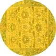 thumbnail image 1 of Ahgly Company Machine Washable Indoor Round Abstract Yellow Modern Area Rugs, 5' Round, 1 of 4