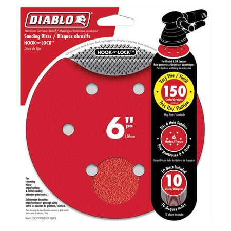 Diablo 6 in. Ceramic Blend Hook and Loop Sanding Disc 150 Grit Very Fine 10 pk