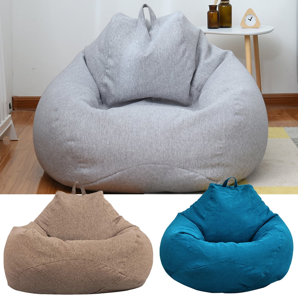 S:70x80cm, Gray miuline Large Bean Bag Chair Sofa Couch Cover Without Filler Lazy Lounger High Back Bean Bag Chair With Three Side Pockets for Adults and Kids