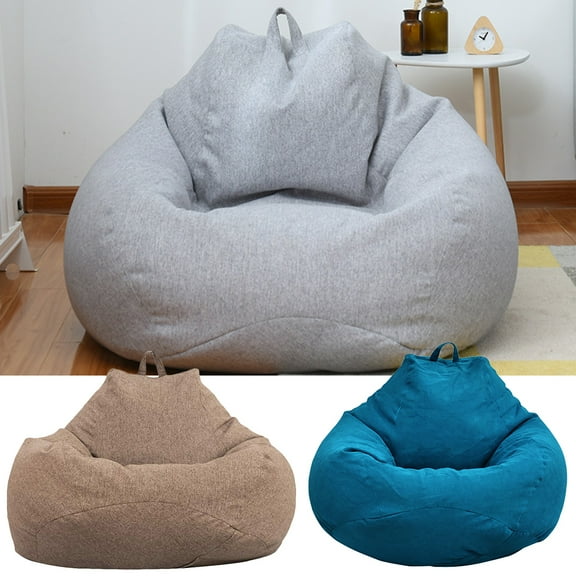 Bean Bag Chair Cover,Miuline Large Bean Bag Chair Sofa Couch Cover Without Filler Lazy Lounger High Chair With Three Side Pockets Blue 31.5*35.5in