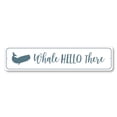 thumbnail image 1 of Letrero de metal con texto en inglés "Whale Hello There", divertido letrero de playa con texto en inglés "Well Hello There Pun Beach Love". Tamaño: 4 x 16 pulgadas, 1 of 4