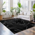 thumbnail image 3 of Area Rugs 5'x7', Black Shark Carpet Runner Indoor Outdoor Rugs Home Decor Aesthetic, Black White Line Abstract Art Non Slip Mats Washable Accent Rug for Living Room Bedroom, 3 of 8
