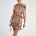 thumbnail image 1 of Conjunto de falda con volantes fruncidos,Conjunto de 2 piezas para mujer Conjunto de falda corta con top estampado Conjunto de falda con volantes en la parte superior Estética elegante, 1 of 8