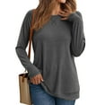 thumbnail image 4 of DuoJiaJ Womens Long Sleeve Shirts Fall Tops Casual Loose Fit Dressy Fashion Basic Outfits Trendy Clothes 2024 Warm Underwear For Women Gray M, 4 of 5