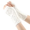 thumbnail image 4 of Linfrsh Arm Gloves Knitted Arm Warmers Gloves Winter Long Fingerless Mittens Thumb hole Gloves for Women and Men White,One Size, 4 of 4