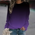 thumbnail image 2 of IROINNID Women's Long Sleeve Sweatshirt Round Neck Mid-Length Gradient Casual Tops Sweatshirt, Purple, 2 of 5